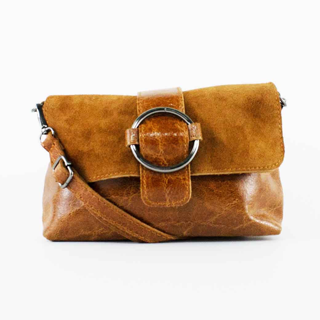 Cartera de Cuero Reno Cierre Brillo 674 Mujer Cafe Mailea